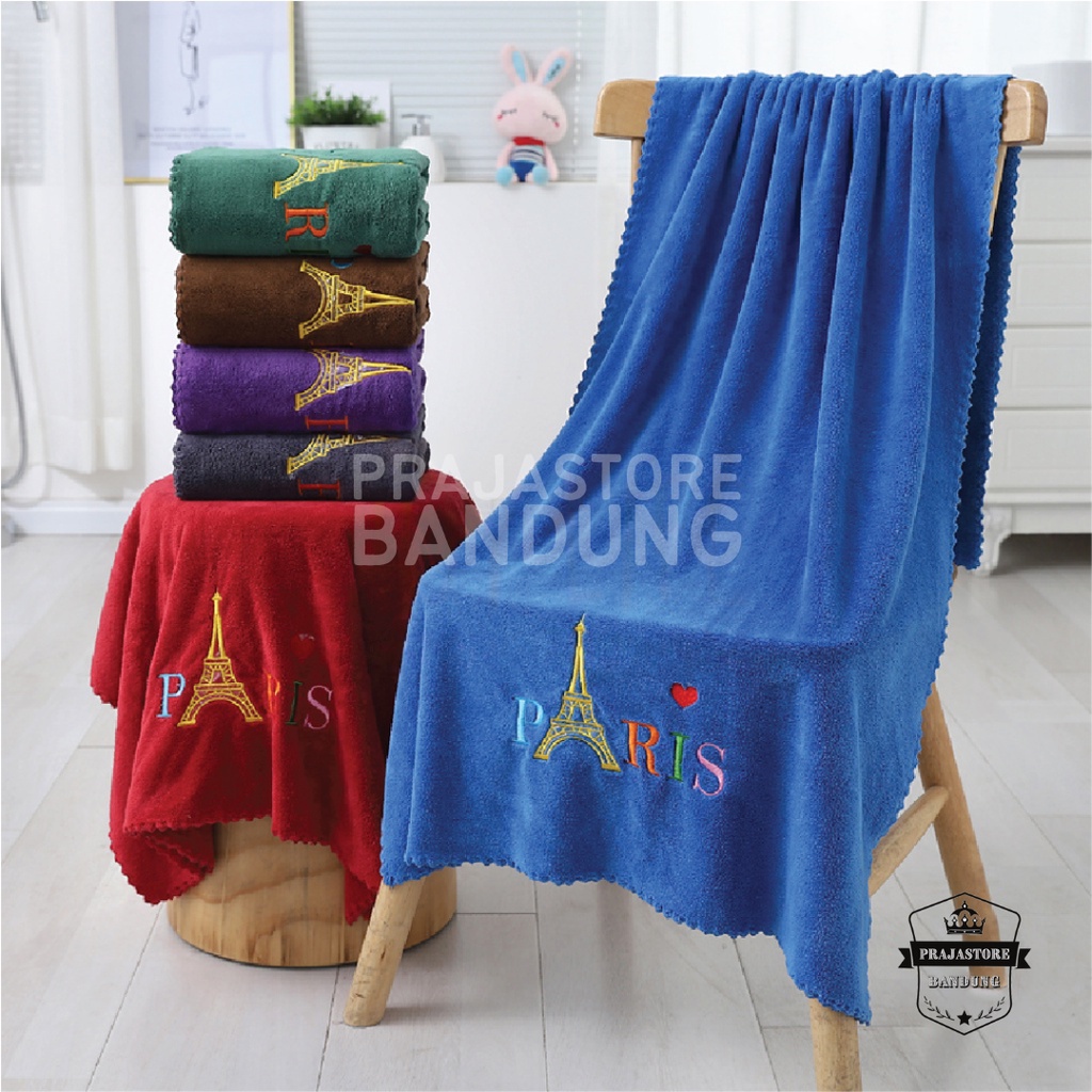 Handuk Mandi Bulu Bordir Paris 70cmx140cm Microfiber Lembut Jumbo Tebal Anduk Dewasa Import Menyerap Air Premium Murah Anduk Guci Embos Import Lebar Halus Pria Wanita Yg Nyerap Dan Serap Ukuran Besar Ukran XXL Hanuk Motif Haduk Impor Cowok Cewek