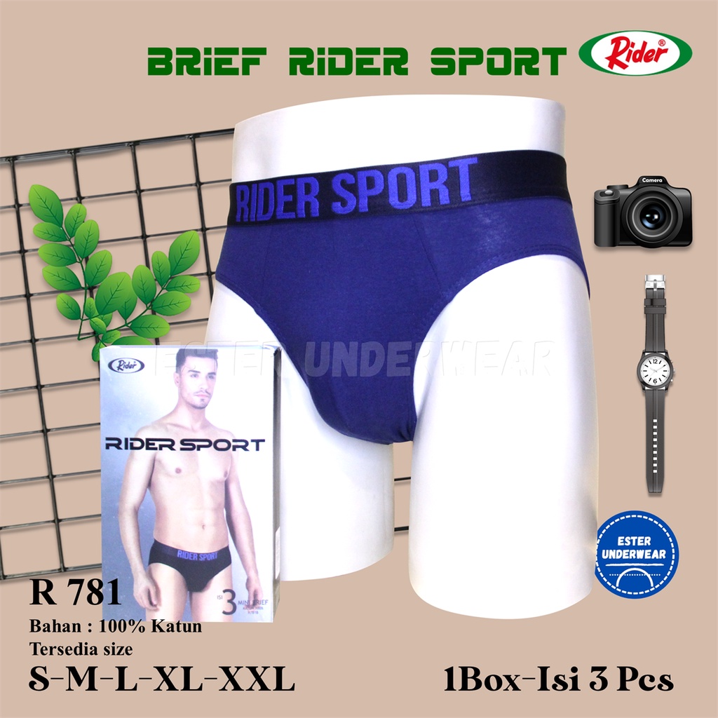 Celana Dalam Pria Rider Sport R 781 Isi 3 Pcs/Pack Bahan Katun 100%