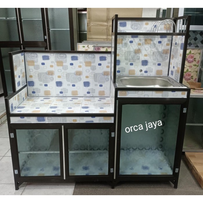 Rak Dapur Wastafel 3 Pintu Tiang Holo / Rak Kompor Holo / Rak Cuci Piring Holo