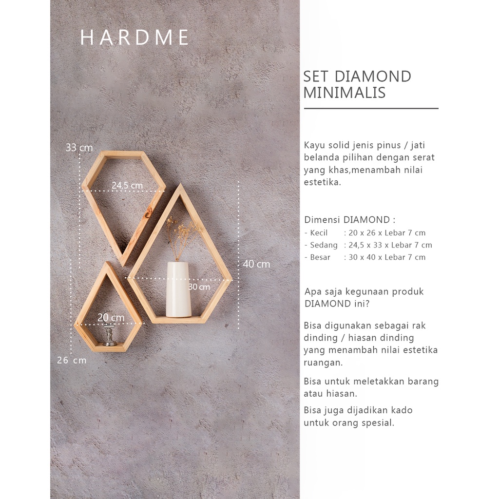Hiasan dinding Diamond (KAYU JATI BELANDA)