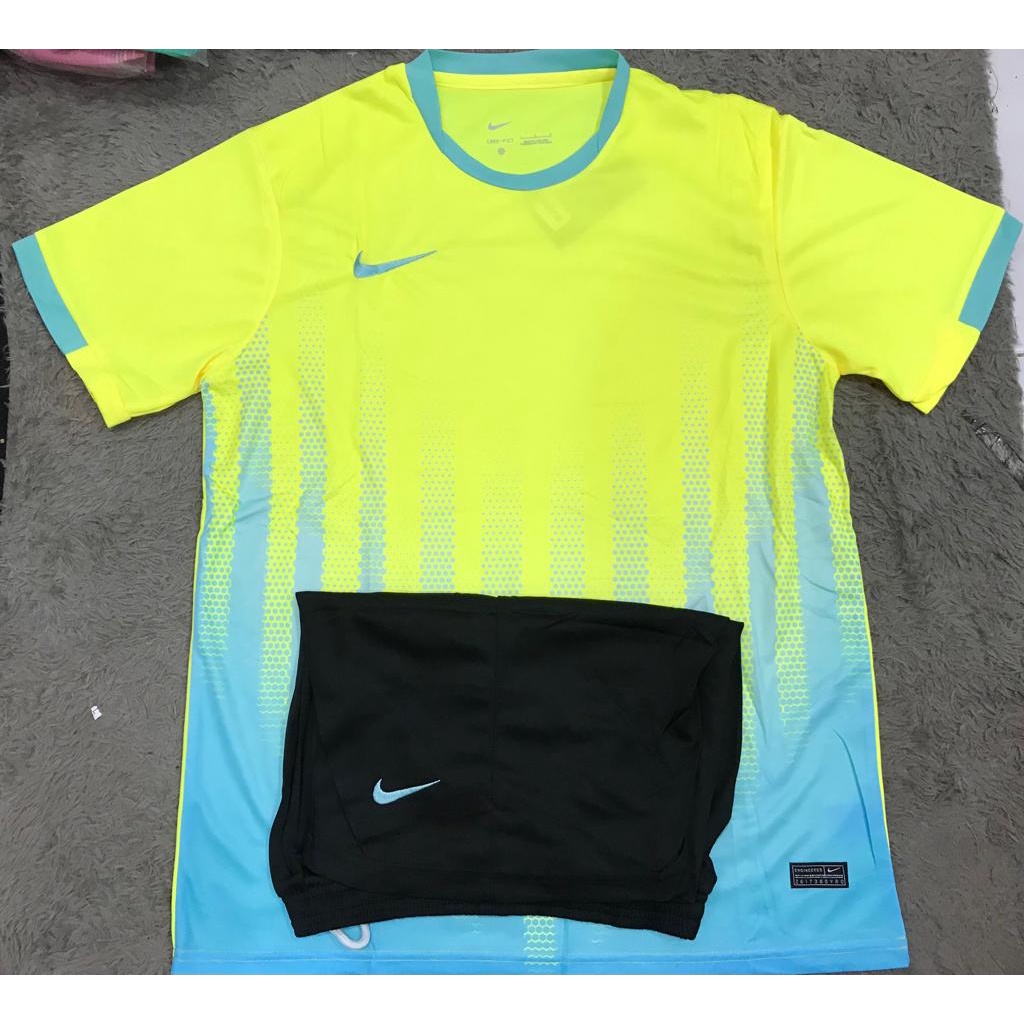 SETELAN BAJU FUTSAL SEPAK BOLA KUNING MOTIF GRADE ORI IMPORT