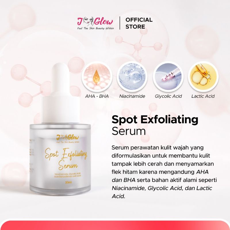 Skincare Jglow Paket Spot Exfoliating Serum Whitening / Rangkaian Skincare Glowing Untuk Perawatan Wajah Flek Hitam dan Noda Hitam Bekas Jerawat  Bpom