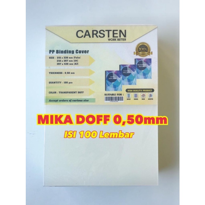 

Termurah!!! Cover Mika Jilid Doff Atau Emboss 0.50 A4 Isi 100 Lembar Star Seller