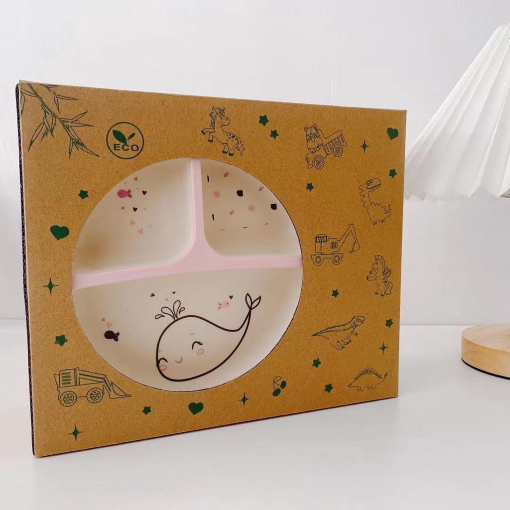 T24 - 05 PCS Feeding Set Bamboo Set White Premium | Alat Makan Anak Karakter Lucu | Perlengkapan Makan Anak Bayi 5in1 MPASI