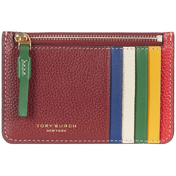 

Terlaris Tory Burch Perry Card Holder Wallet Zip Colorblock In Red