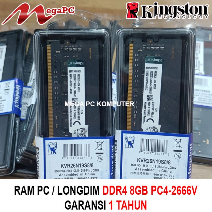 MEMORY RAM PC DDR4 8GB PC4 - 2666Mhz LONGDIM GARANSI 1 TAHUN