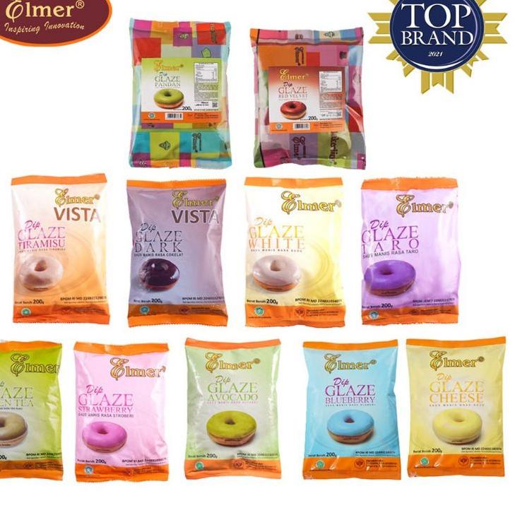 

New Collection DIP GLAZE ELMER SAUS CAIR TOPPING CELUPAN DONAT alpukat blueberry cheese keju 200gr