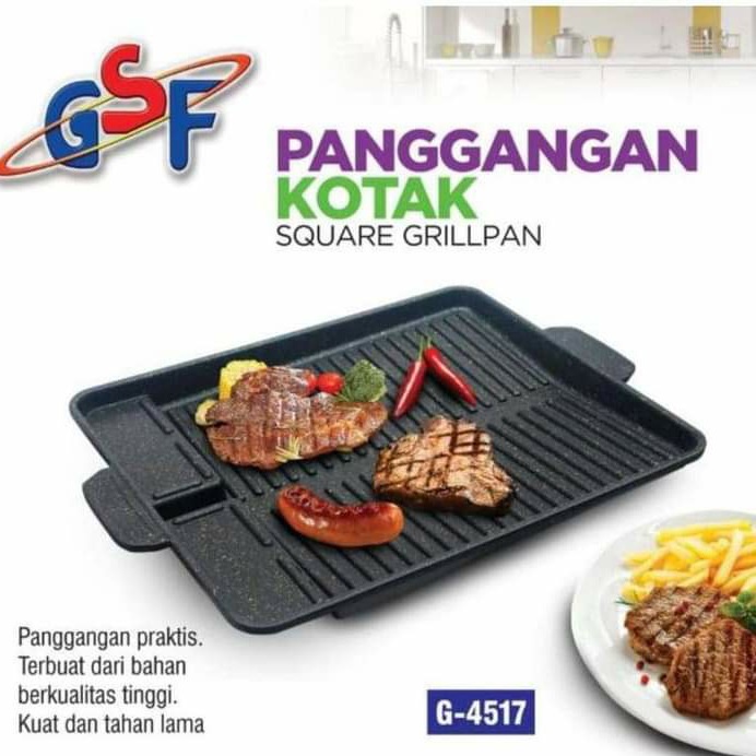 Panggangan Kotak GSF - 4517 / Yakiniku Grill Pan / Grill Pan Anti Lengket / Alat Bakar Daging Sosis 