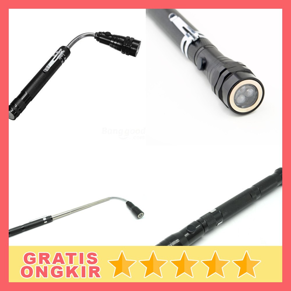 Senter LED Telescopic Fleksibel Magnetic Teleskopik Flashlight Magnet - Lampu Penerangan Flexible Ma