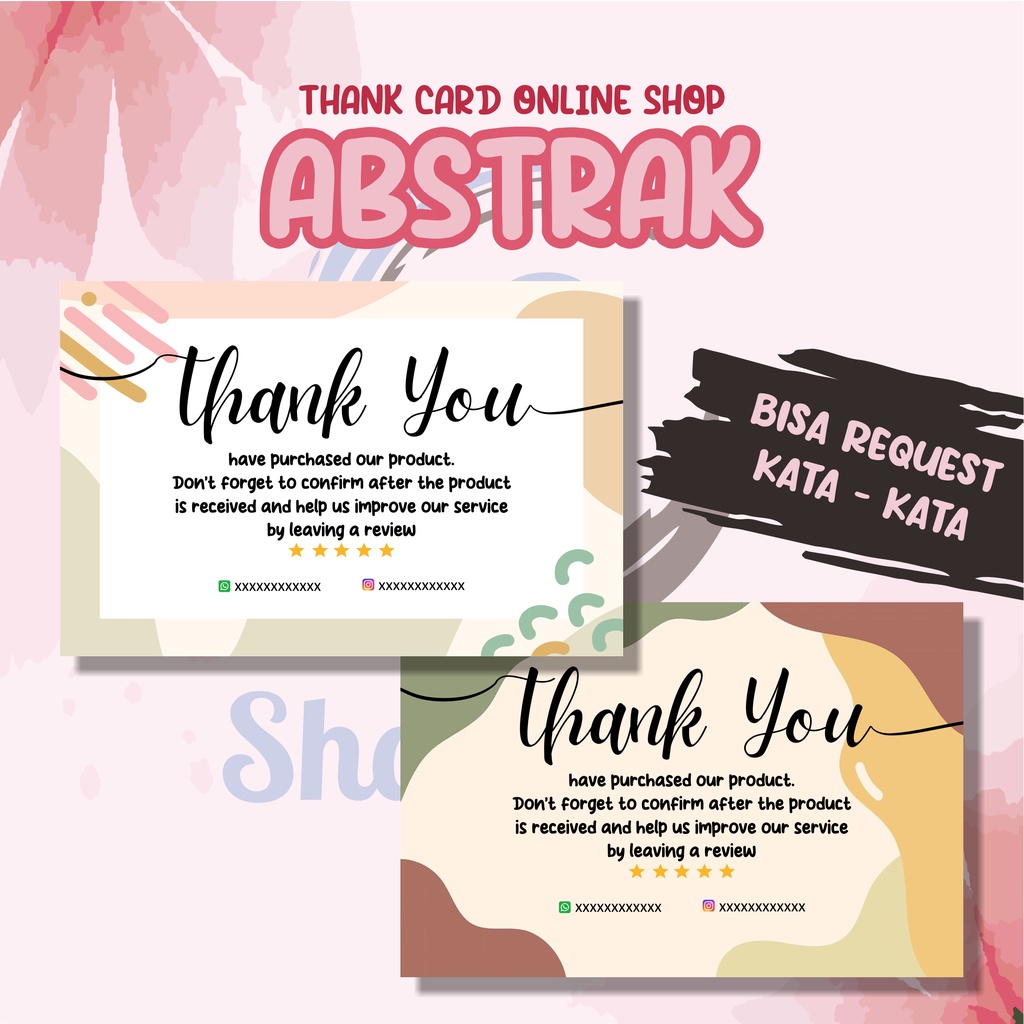 Kartu Ucapan Online Shop ABSTRAK / Kartu Ucapan / Kartu Online Shop / Olshop Card