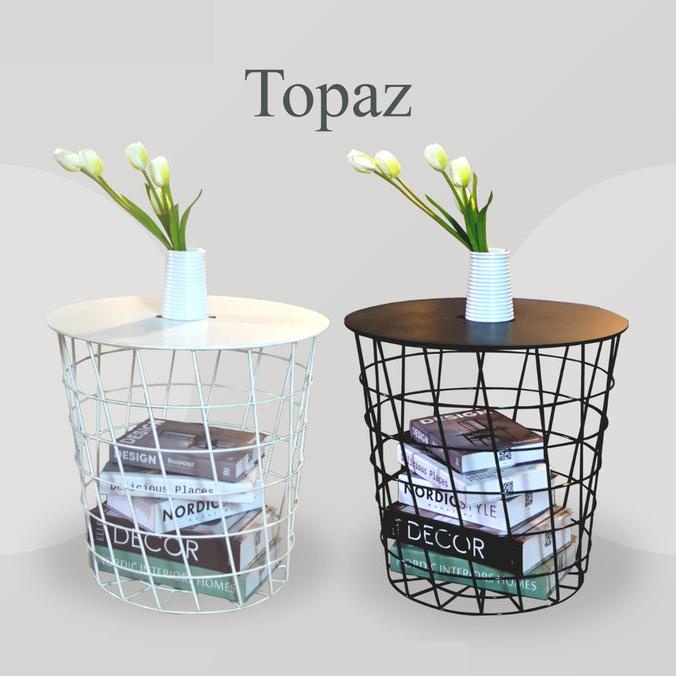 GUNINCO Topaz Meja Tamu Meja Teras Meja Sudut Keranjang Penyimpanan