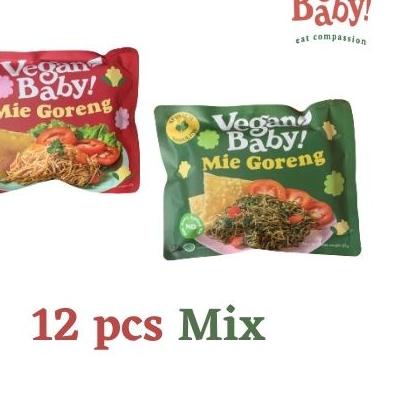 ♥ Vegan Baby mie goreng bayam spirulina dan wortel bit 12pcs ➮