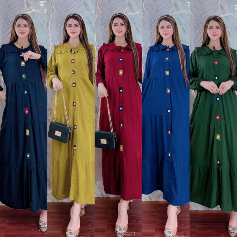 NEW GAMIS GLESSA KANCING KOTAK // LONGDRESS RAYON LOLLY VIRAL SEMATAKAKI⁵