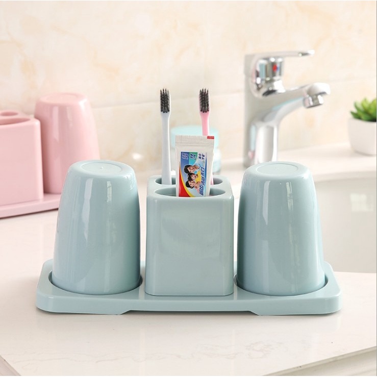 FYGALERY HL0289 Tempat Sikat Gigi Odol 1 Set Cangkir Kumur Plastik Rak Sikat Gigi Set Rak Toilet Murah Toothbrush Holder