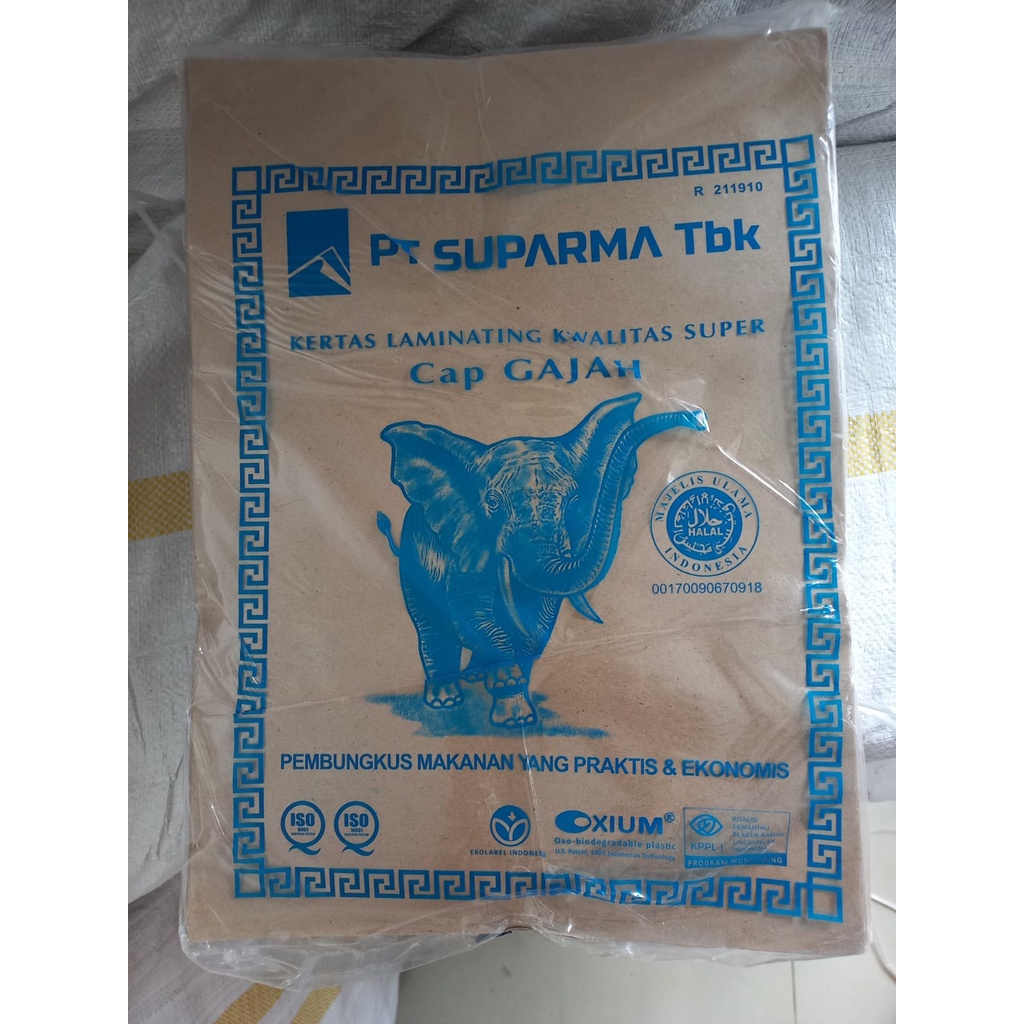 Kertas Nasi / Bungkus Nasi Cap Gajah BIRU - Ukuran Sedang Isi 250 Lbr