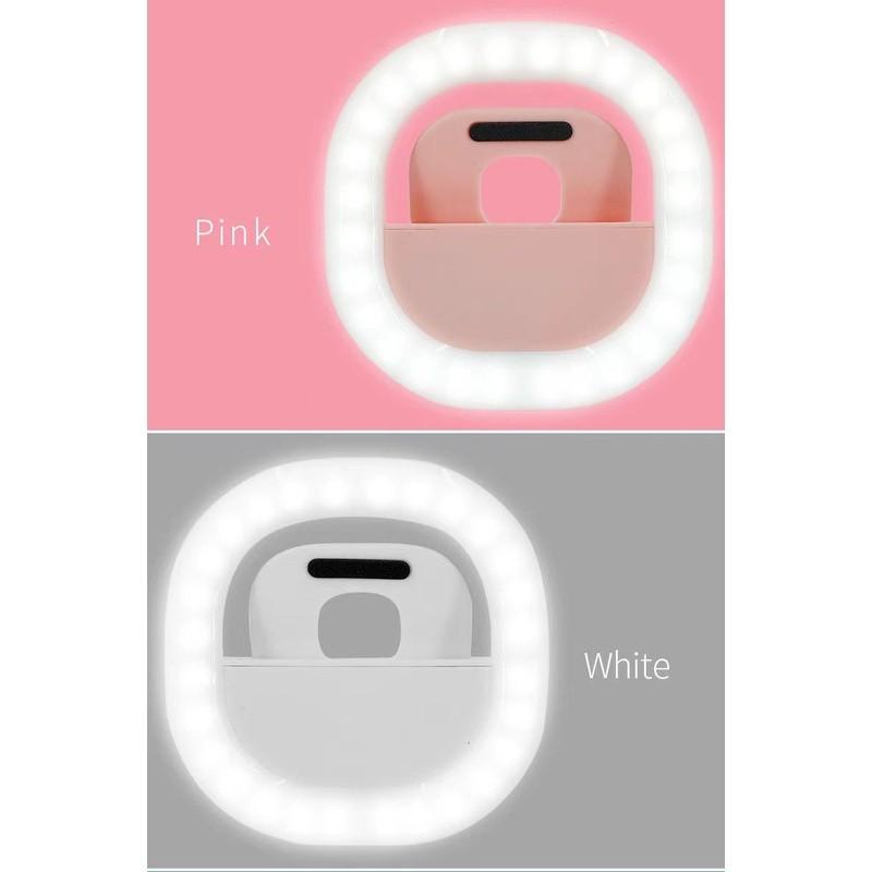 LAMPU SELFIE LED SUPER TERANG S10 BATERAI TAHAN LAMA RECHARGER RINGLIGHT JEPIT DI HP + KABEL CAS