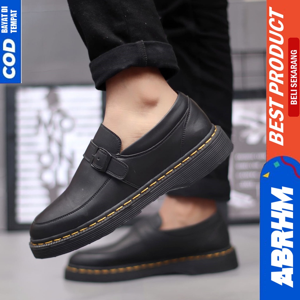 Sepatu Loafers Docmart Formal Pria Kerja Hitam Abraham Delvin