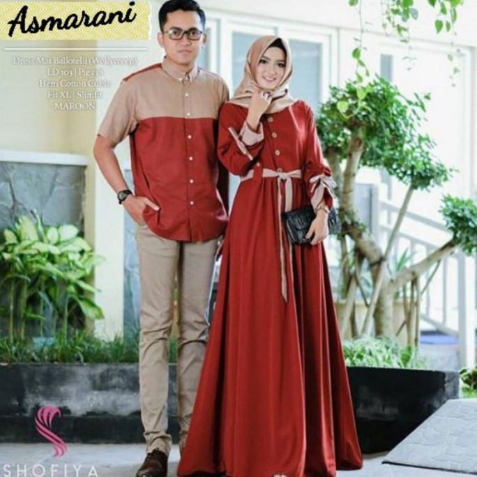 MURAH Gamis Dress Couple Busui L XL JUMBO ASMARANI Warna MERAH BATA TERACOTA