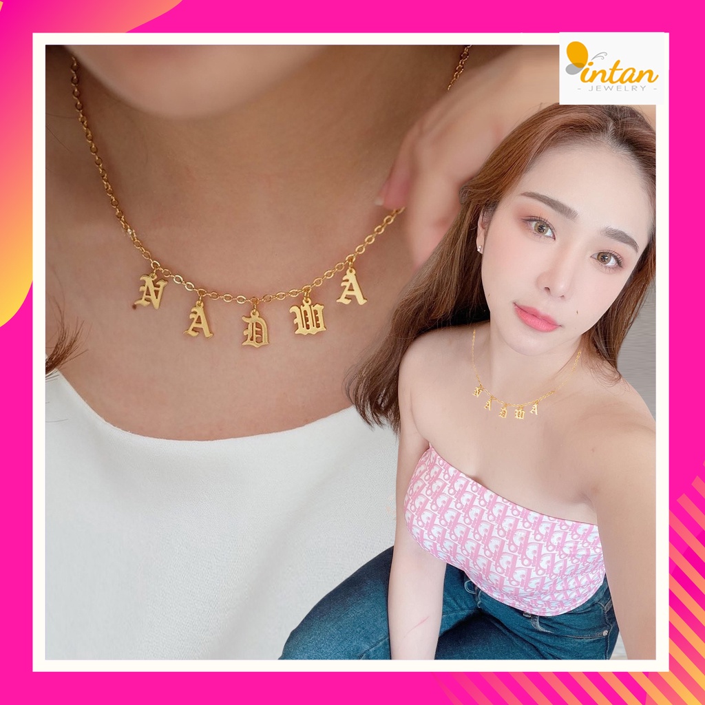 Kalung Nama Rumbai Initialink Necklace Inisial Nadwa Prilly Prily Huruf Mini Abjad Angka Pisah Custo