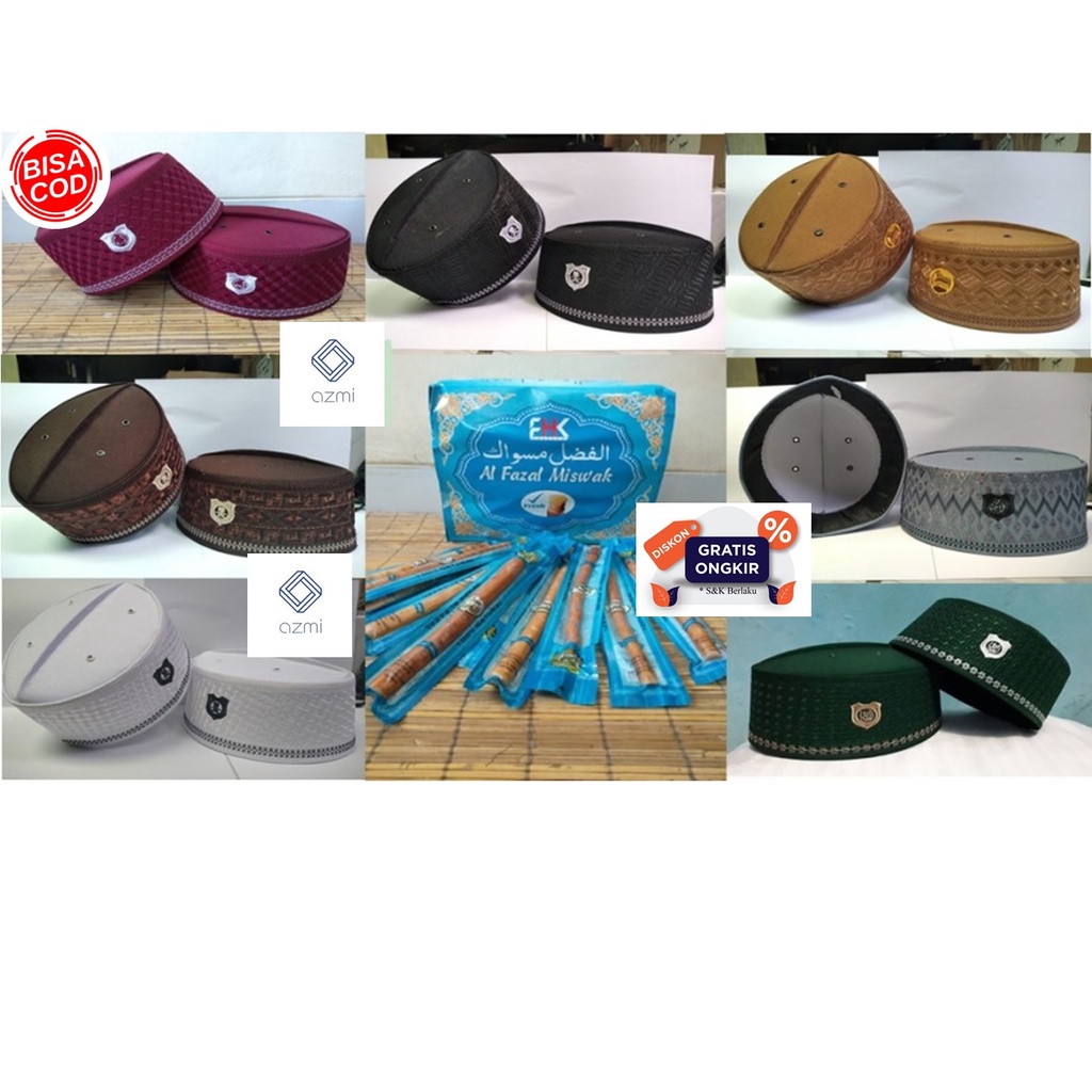 Promo Paket Peci Assagofah + Siwak Kayu Al Fazal Ukuran Besar Termurah!!!