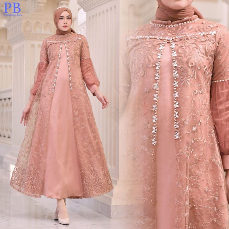 Gamis Tile Regina Kombinasi Payet Mutiara Modern/ Gamis Tile/ Gamis Kondangan/ Gamis/ Gamis Cardigan/ Gamis Mutiara/ Gamis Outer/ Gamis Seragaman/ Gamis Cantika/ Gamis Modern