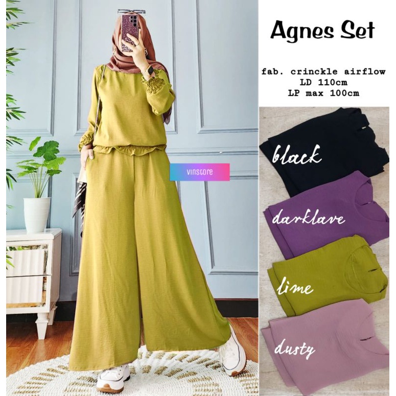 Agnes Set Kulot Setelan Jumbo Crinkle Airflow Ld 110 Melar Adem