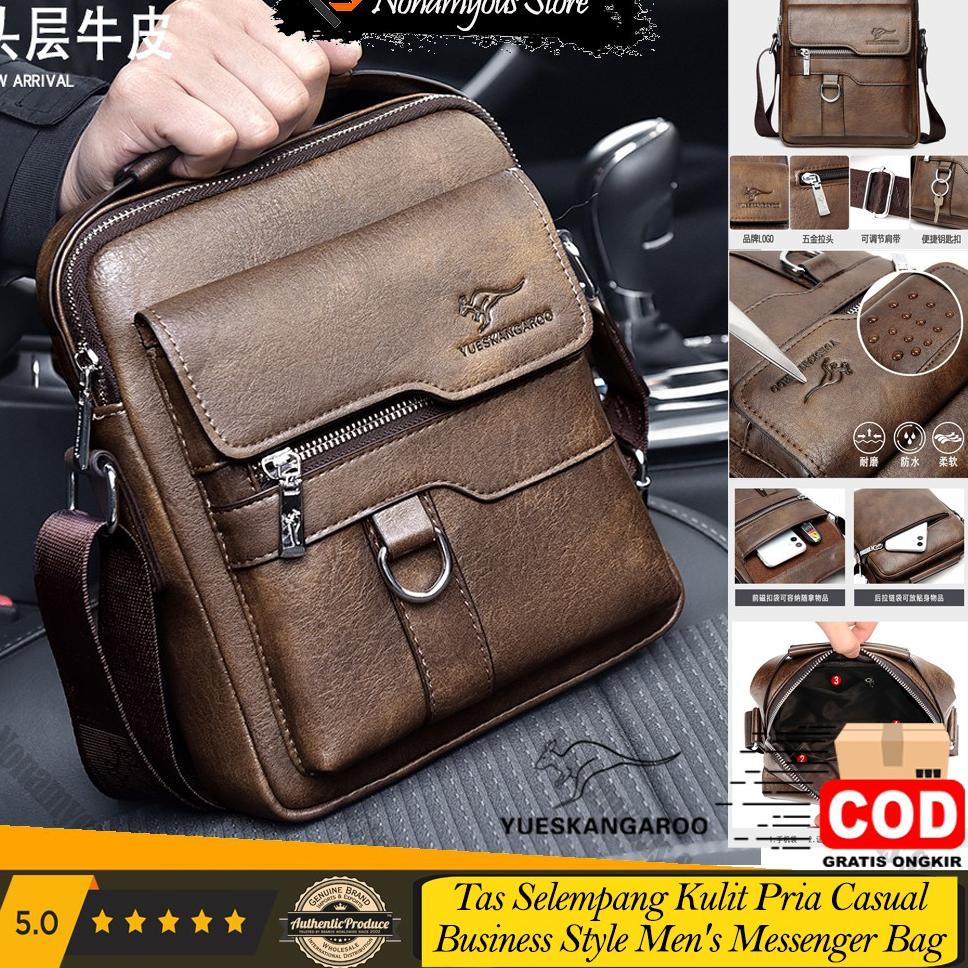 PALING DIMINATI [ORIGINAL] Yueskangaroo Tas Selempang Kulit Import Pria Casual Business Style Men's 