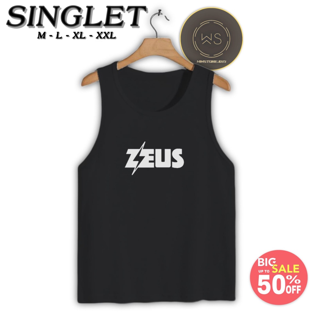 Kaos T-shirt Singlet Motif ZEUS | Cocok buat ngeGym Pria polos Ukuran M L XL XXL