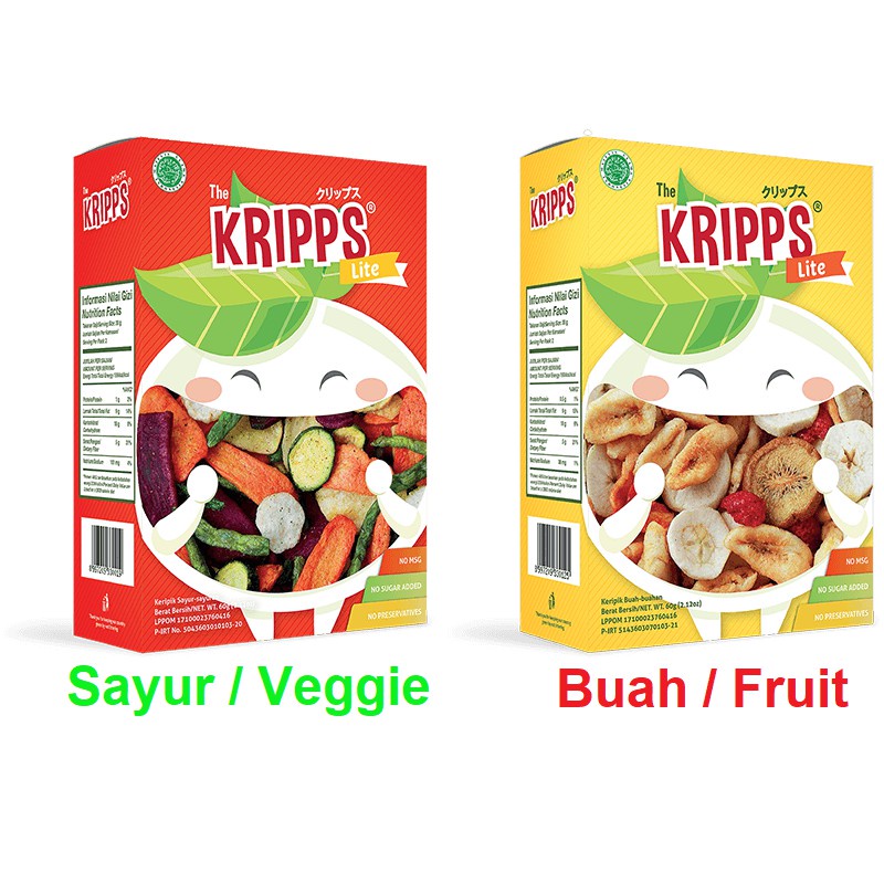 

THE KRIPPS CHIPS KERIPIK SAYUR DAN BUAH LITE 60Gr