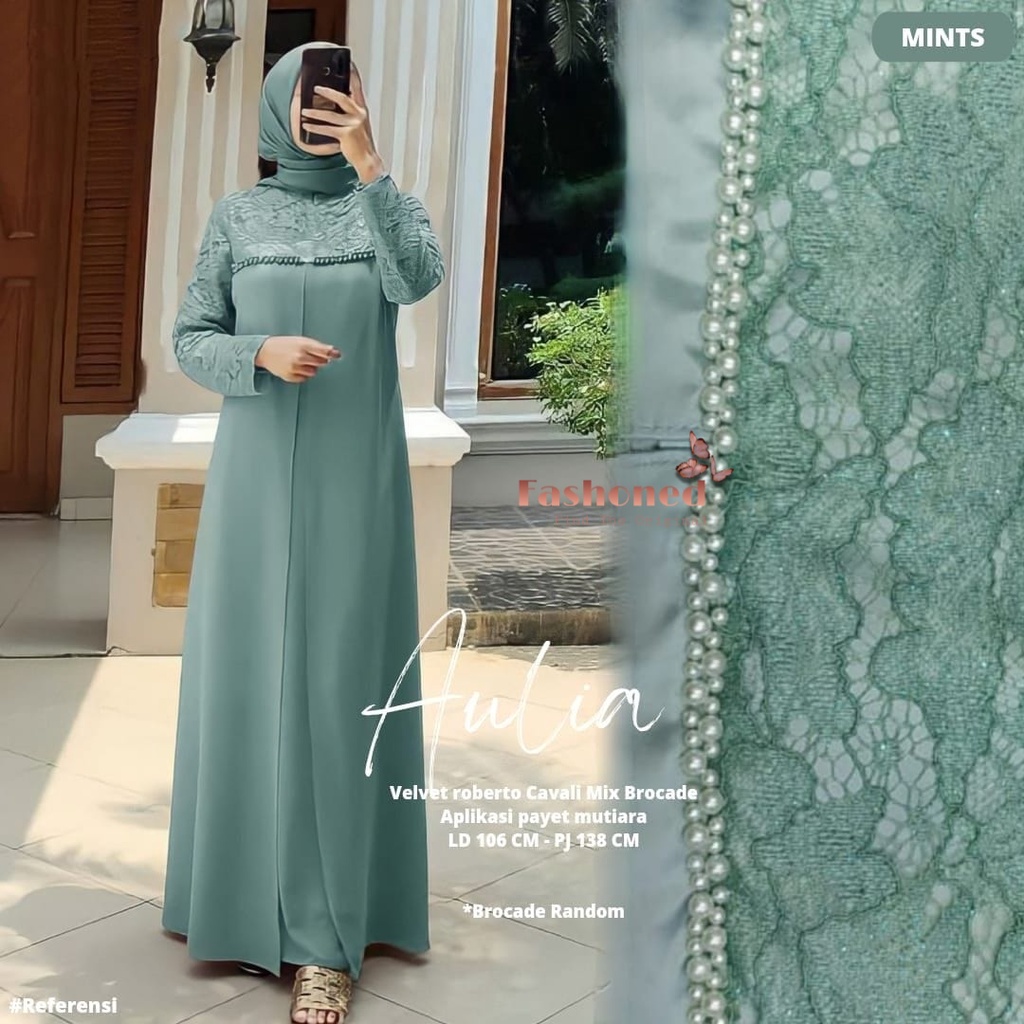 Aulia Dress wanita hijab gamis kondangan brukat jumbo polos dres pesta lamaran baju lebaran terbaru grosir seragaman gamis pesta party dress wedding pernikahan gamis muslim remaja terbaru pols warna navi marun grey sagee green millo brown rose dusty