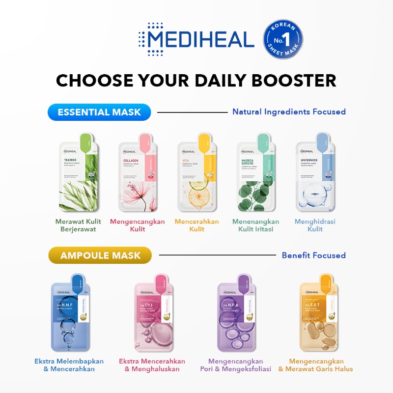 Mediheal Sheet Mask New Packaging ( Essential Mask- Ampoule Mask - Daily Mask )