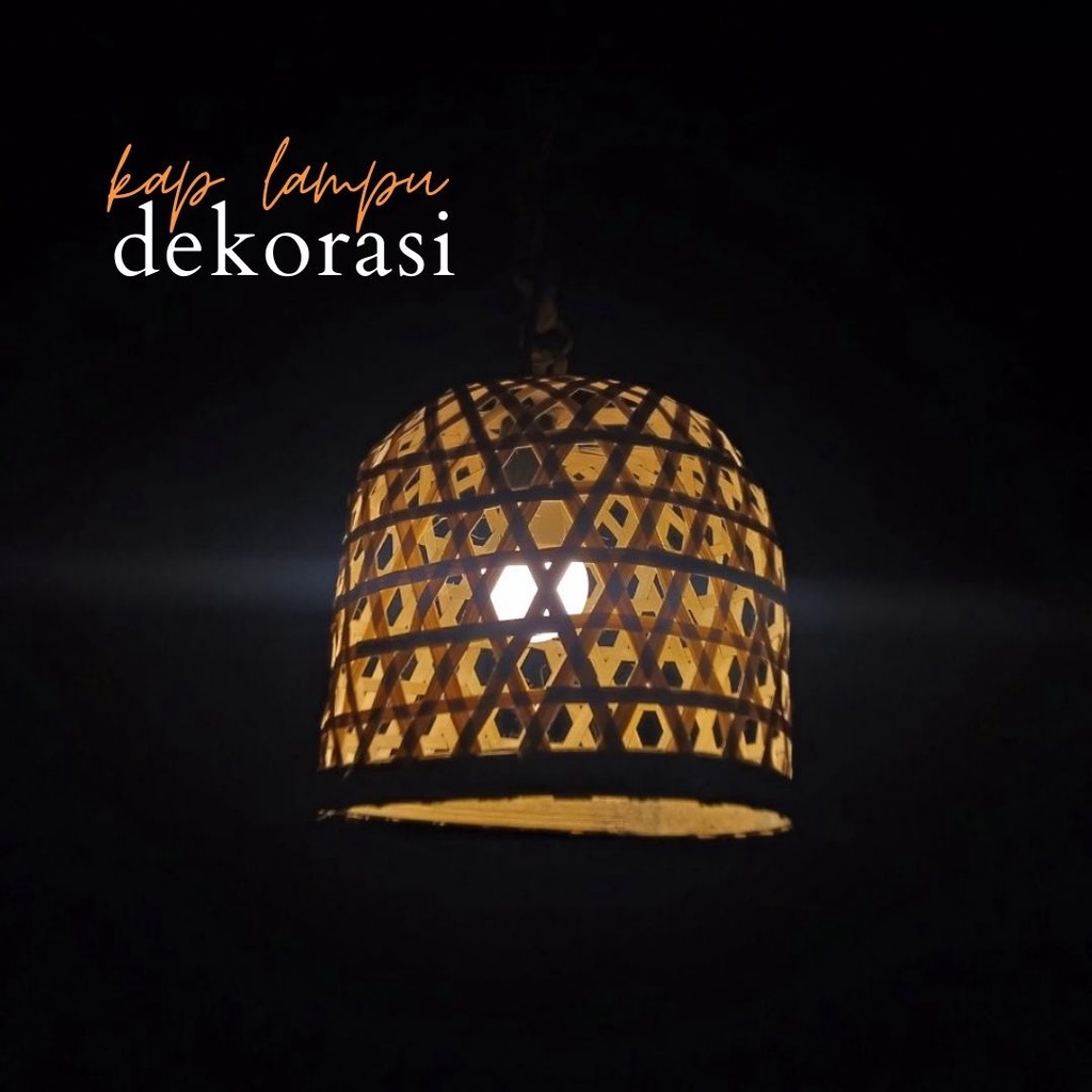 kap lampu bambu gantung - kap lampu dekorasi - kap lampu rotan gantung