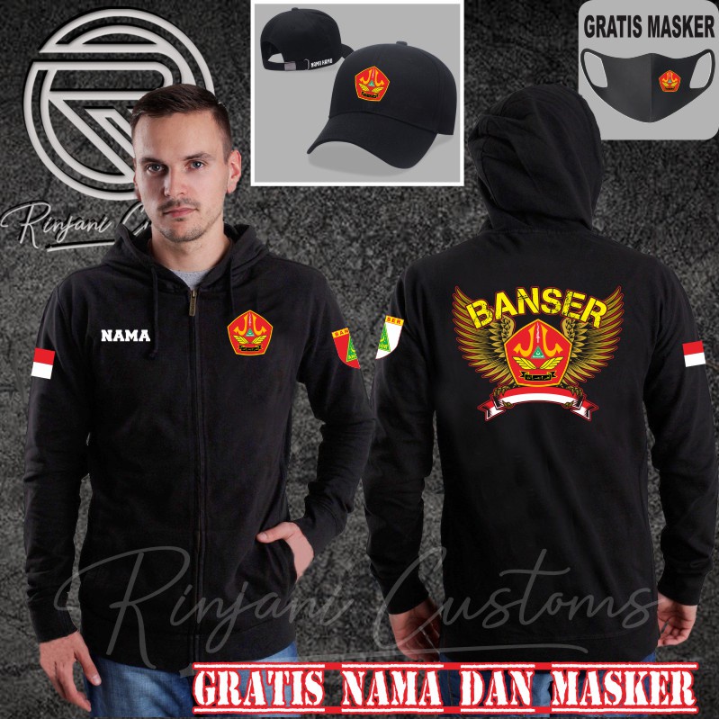 JAKET HOODIE BANSER GRATIS NAMA DAN MASKER - HOODIE SLETING BARISAN ANSOR SERBAGUNA NAHDLATUL ULAMA 