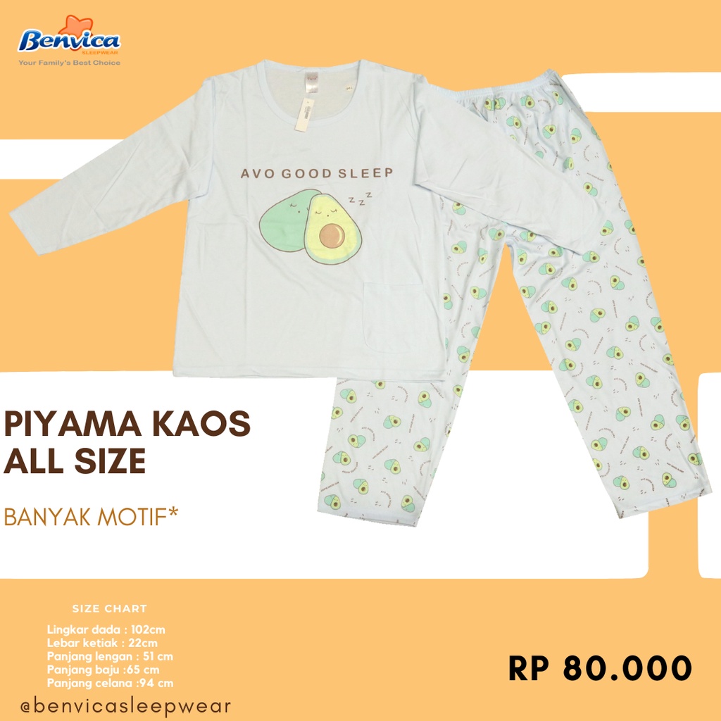 BAJU TIDUR PIYAMA KAOS TANE LEMBUT ADEN BANYAK MOTIF