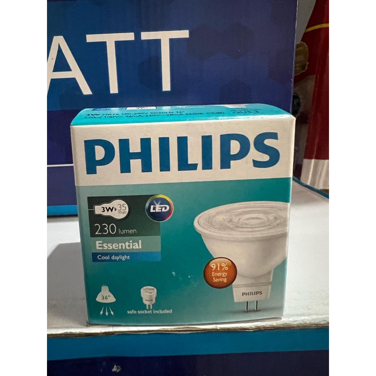 Lampu PHILIPS Essential LED Spot MR16 3W 865 36D Putih