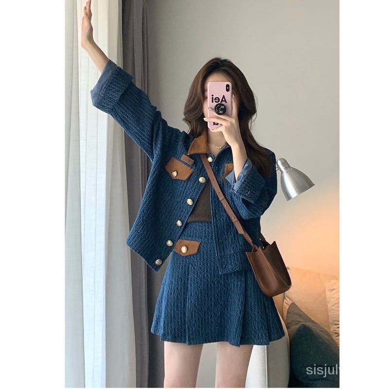 [✅BISA COD] #Sisjuly# Dupa angin kecil mengatur rok denim dua potong rok denim mode baru 2023 wanita