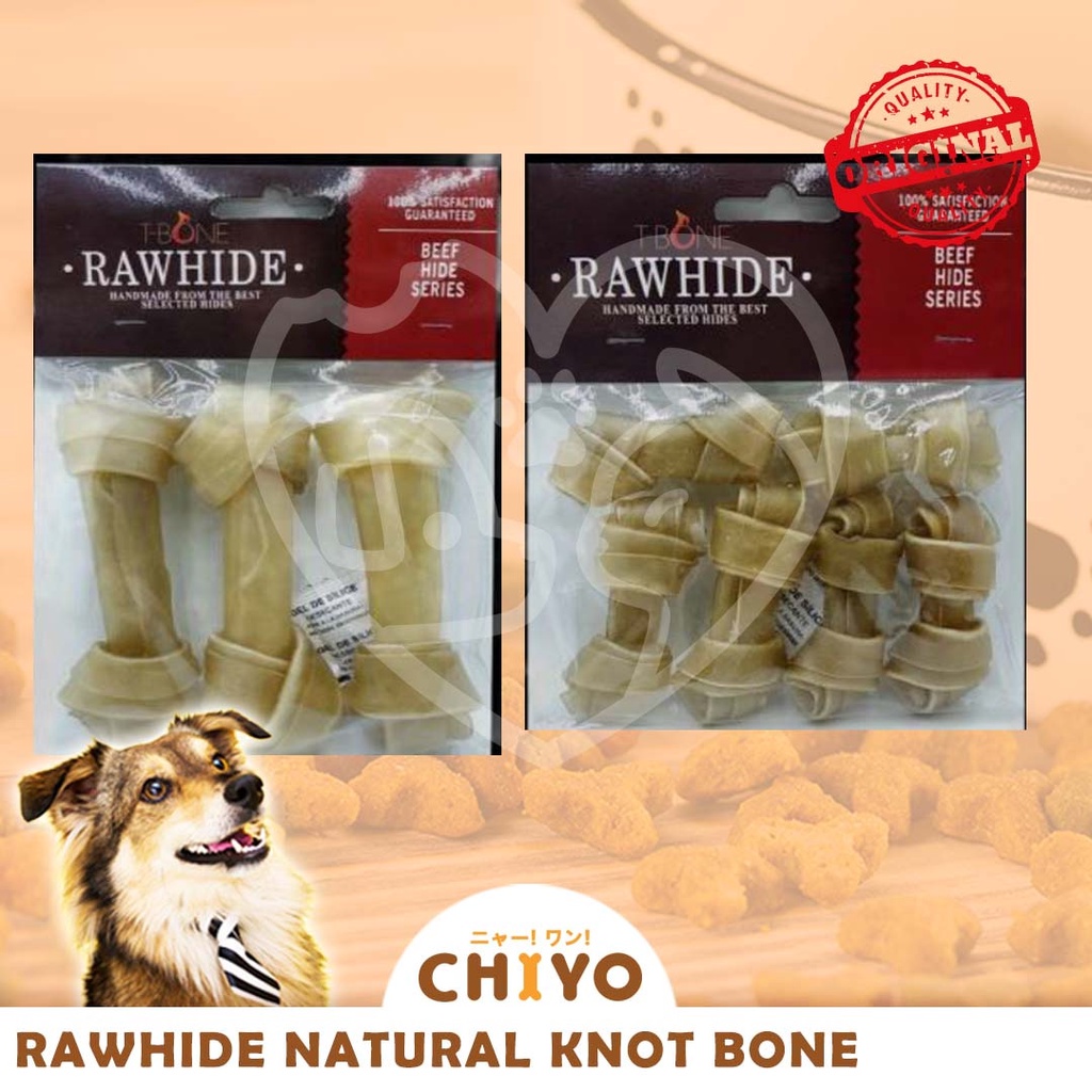 RAWHIDE NATURAL KNOTBONE - SNACK GIGITAN ANJING