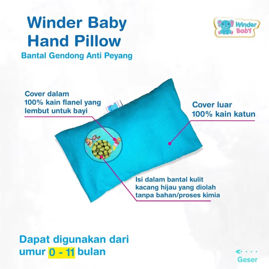 BANTAL TANGAN - bantal peyang bayi - bantal bayi anti peyang - bantal peyang kacang hijau - bantal b