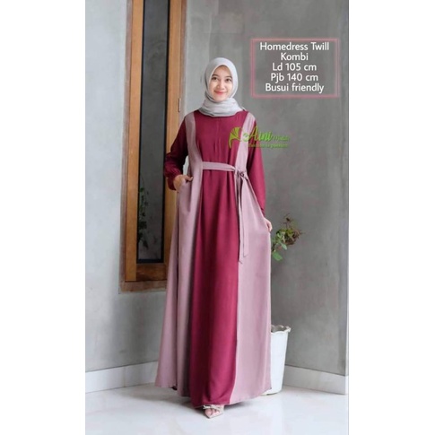 Homedres Twill kombinasi by Aini modiste,,gamis ORI,,gamis murah