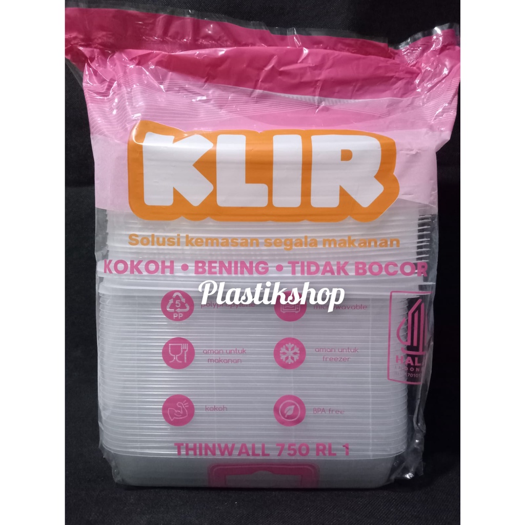 thinwall klir / kotak makan 750 RL1 , RL3 isi 25pcs