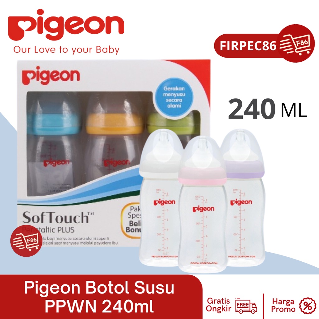 Pigeon Botol Susu SofTouch Peristaltic Plus Wide Neck 240ml