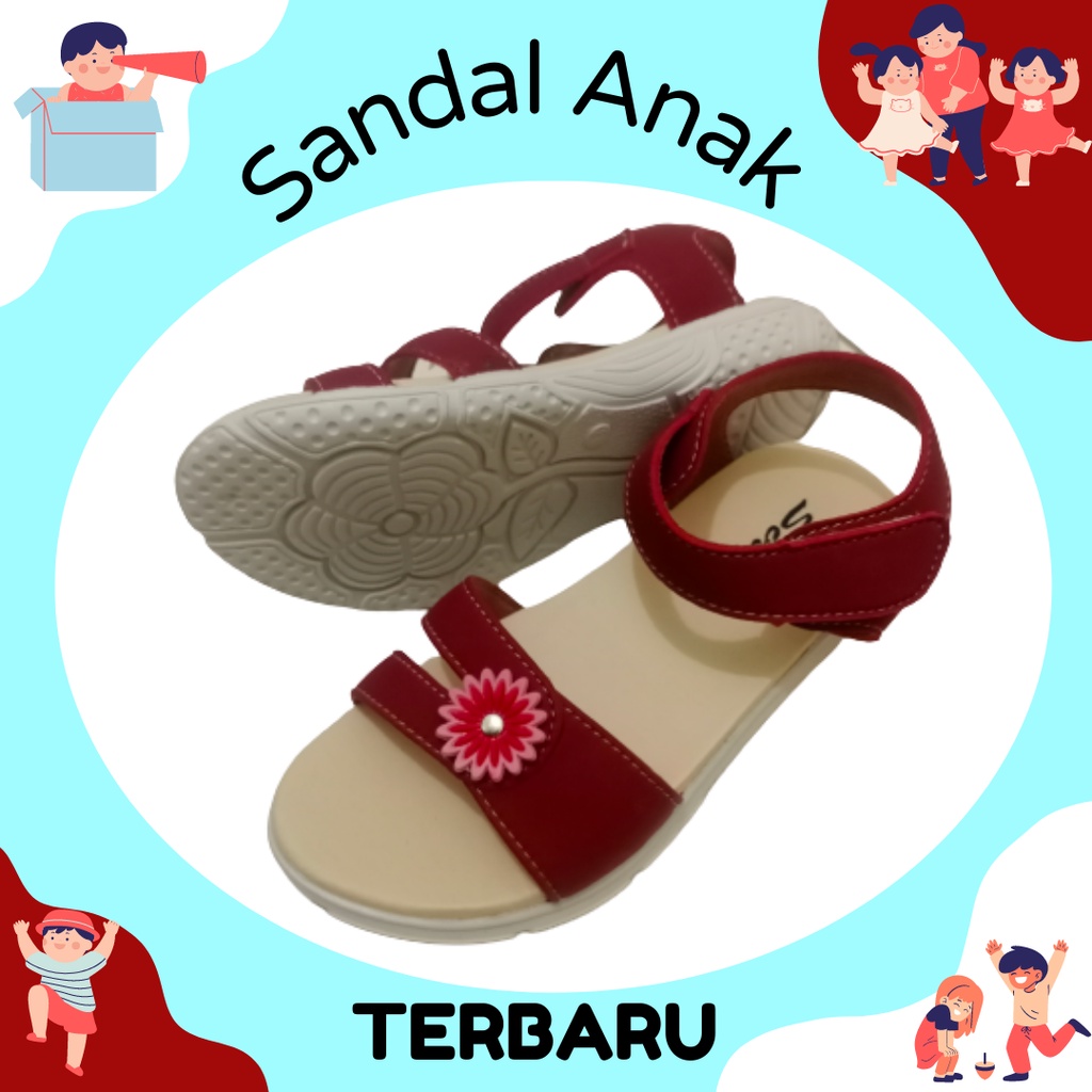 Sandal Anak motif Bunga Terbaru | Sandal Selop 5 Tahun