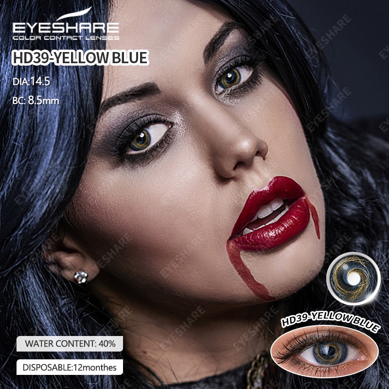 NEW【COD】 Halloween 2pcs Seni Gothic Gila Lensa Kontak Cosplay Manga Lensa Halloween Kontak-SOFTLENS