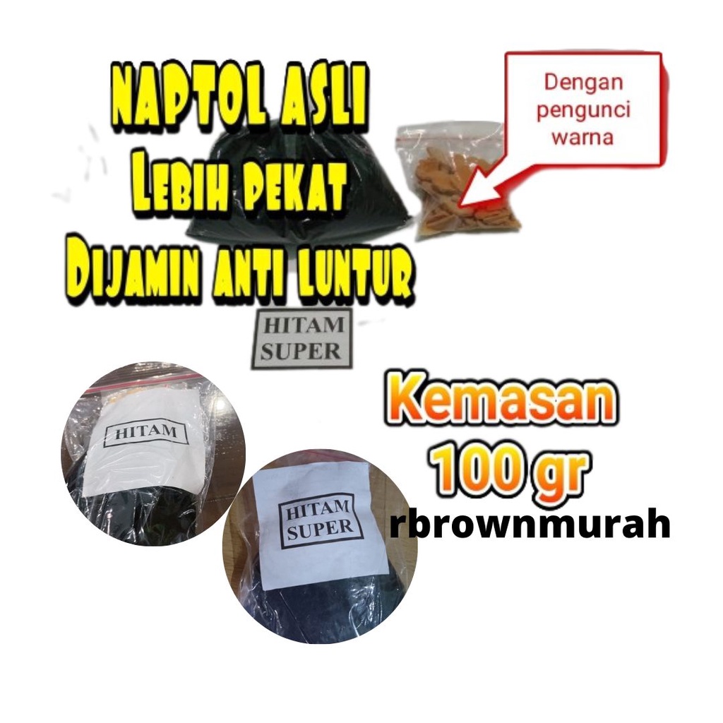 ✅ NAPTOL ASLI ANTI LUNTUR PEWARNA PAKAIAN BAHAN JEANS DAN KATUN KEMASAN 100gr / NAPTOL PEWARNA PAKAI