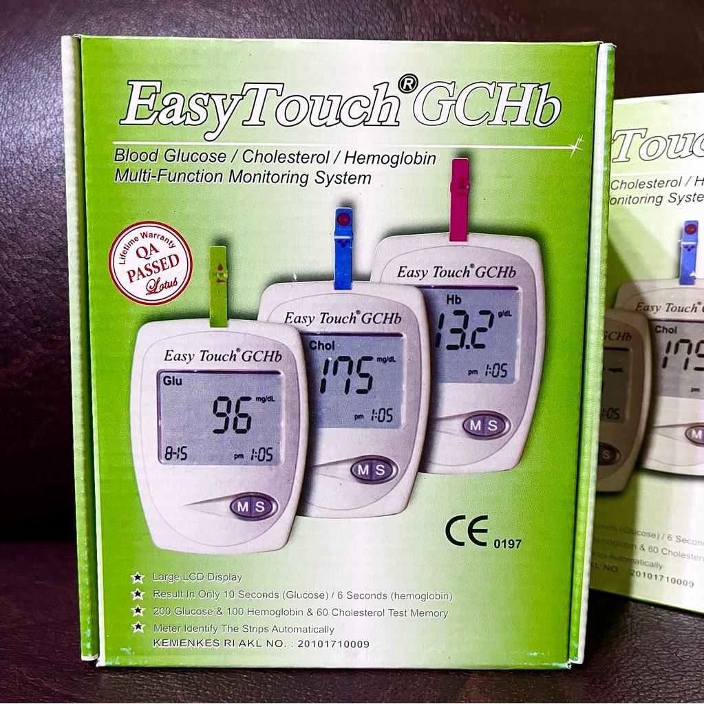 EASY TOUCH GCHB 3 IN 1 UNIT ALAT TEST CEK GULA DARAH KOLESTEROL HEMOGLOBIN HB