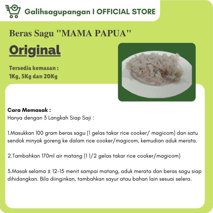 

Beras Sagu Original Mama Papua Kemasan 5 Kg