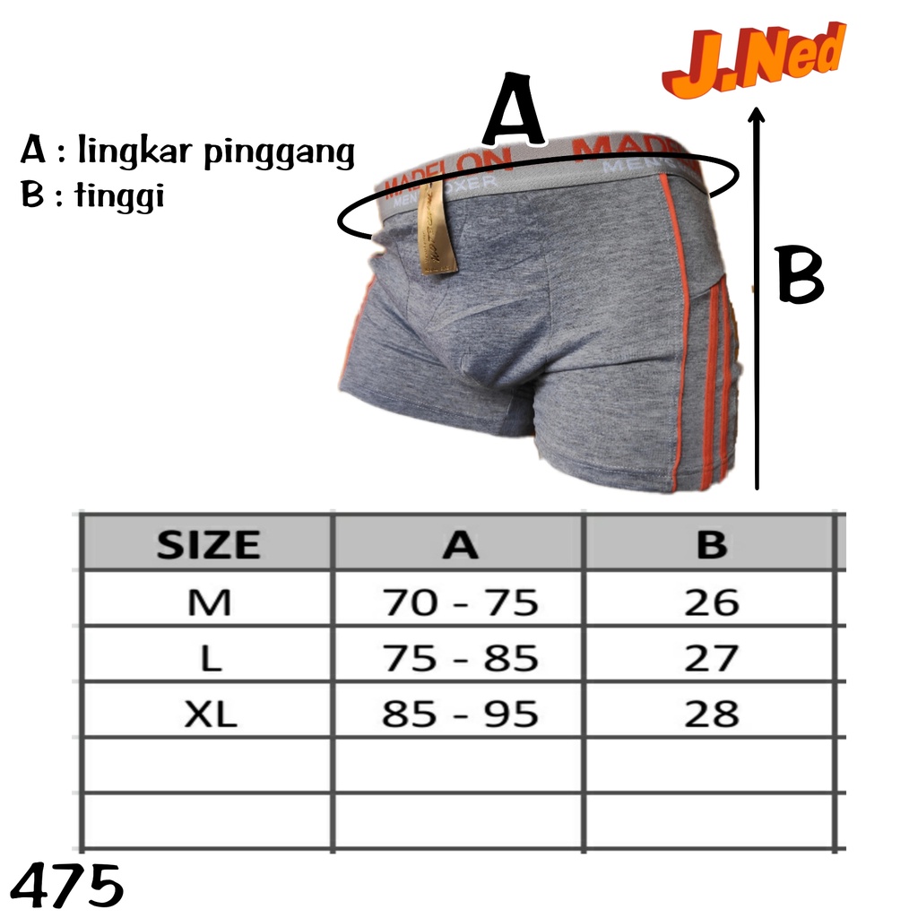 J475 Celana Dalam Pria Boxer Pria Madelon 9002 Warna  Mix Random