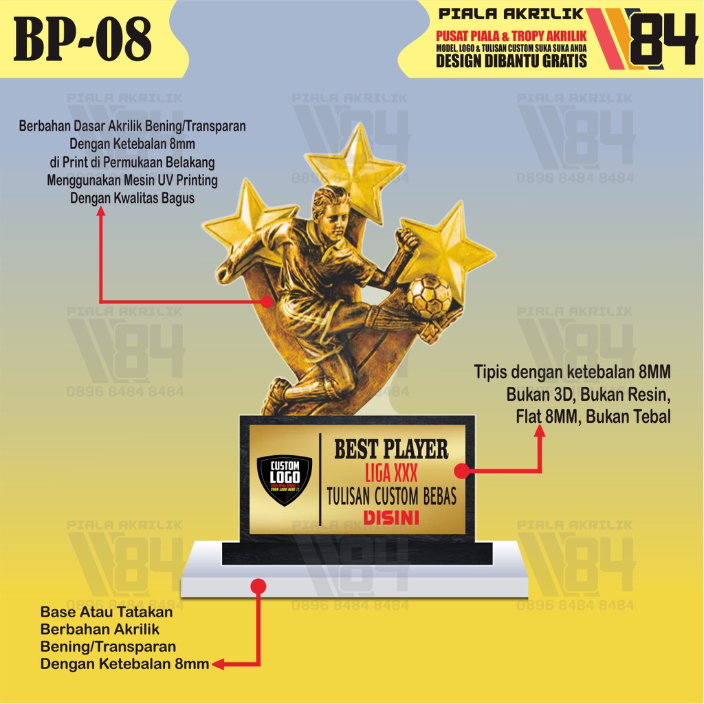 PIALA BEST PLAYER, PIALA PEMAIN TERBAIK, PIALA BOLA TROPHY BEST PLAYER, TROPHY PEMAIN TERBAIK, TROPH