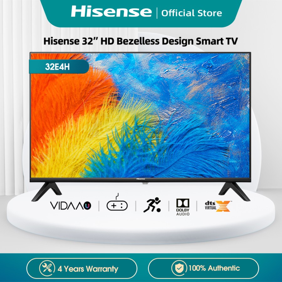 Hisense Vidaa Smart HD TV-Bezelles design-Dual Band Wifi 32E4H