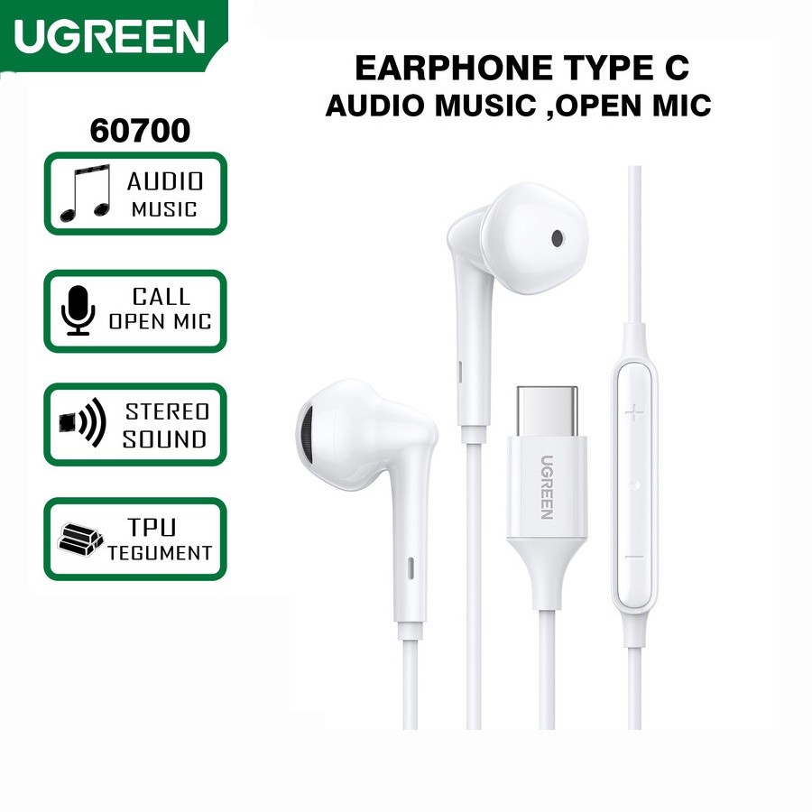 Headset Type C UGREEN Handsfree Earphone USB Stereo Mic - Ugreen 60700 30638